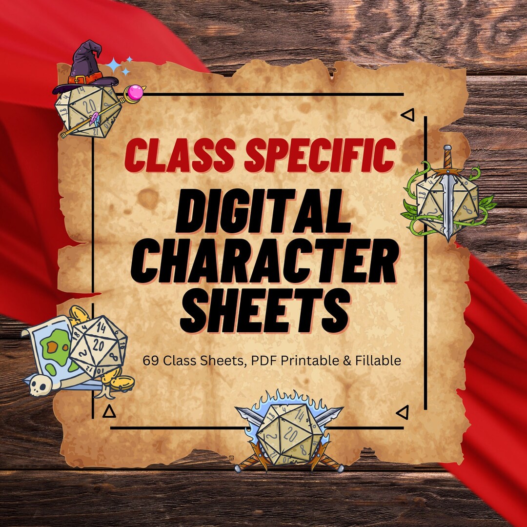 Class Specific Character Sheet 5e 9 A4 Editable Pdfs for Dungeons and ...