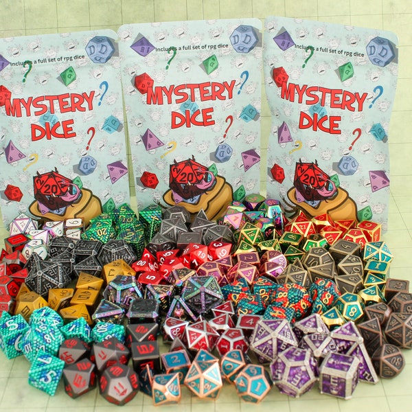 Dungeons and Dragons, Metal Mystery Dice DnD Dice over 100 styles available, Polyhedral Metal Dice never the same sets | DnD Dice