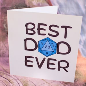 Best Dad Ever geïnspireerde DnD-kaart, kan voor alle gelegenheden worden gebruikt voor elke DnD-liefhebber