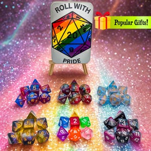 Roll With Pride Dice Tin | Pride Flag Dice |LGBTQ Dice | Trans Dice | Rainbow Dice | Asexual Dice | Bisexual Dice | Nonbinary Dice |DnD Dice