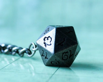 D20 Dice Silver Metal Keyring Dnd Gift - D20 Dice DnD Key Chain - Key Ring DnD and other Tabletop RPGs