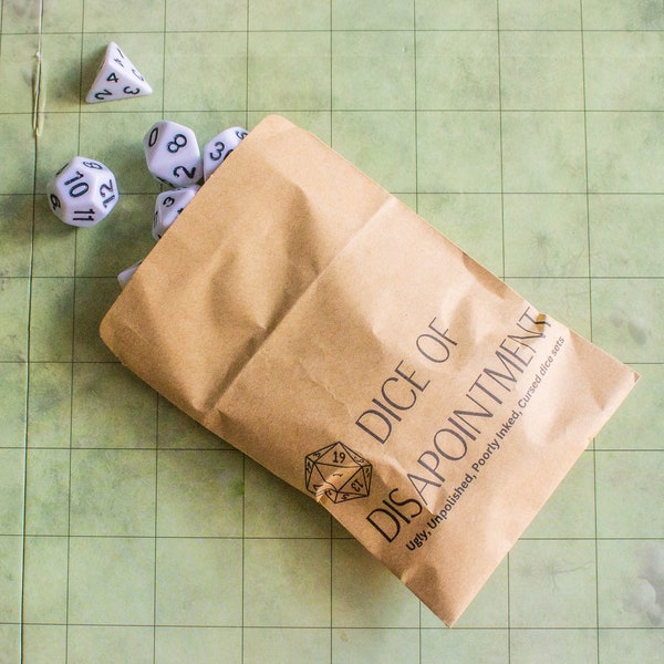 DnD Dice of Disappointment | Mystery DnD Dice | Ugly, Unpolished, Poorly Inked, Cursed dice sets