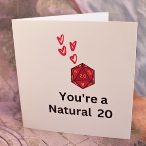 You're a Natural 20 Romance Love Card | Op DnD geïnspireerde kaart, perfect voor verjaardagen of Valentijnsdag
