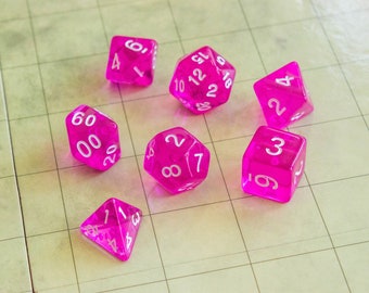 Transparent Pink Raspberry | DnD Dice | Pink Dice | Transparent Dice | Spellcaster Dice