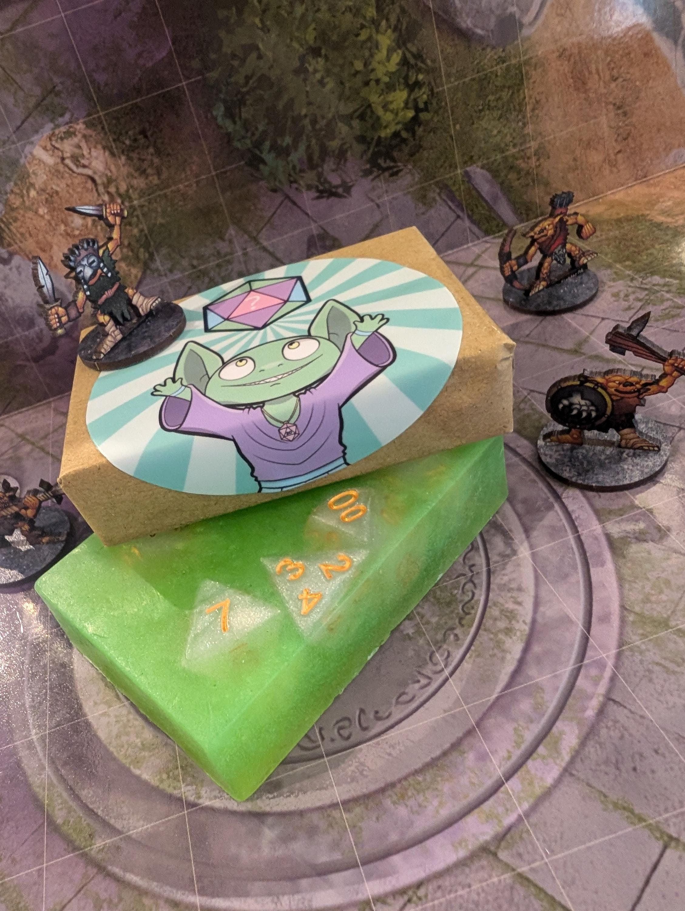 Hand Made Dice Soap Bar inspired by DnD | Inspired by DnD and RPGs! - Free Mystery Dice set and dnd gift! | Handmade | Made to order |
