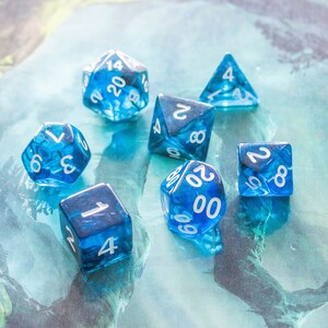 Blue Smoke DnD Dice Set| Dungeons and Dragons Blue Dice (7) | Polyhedral Dice