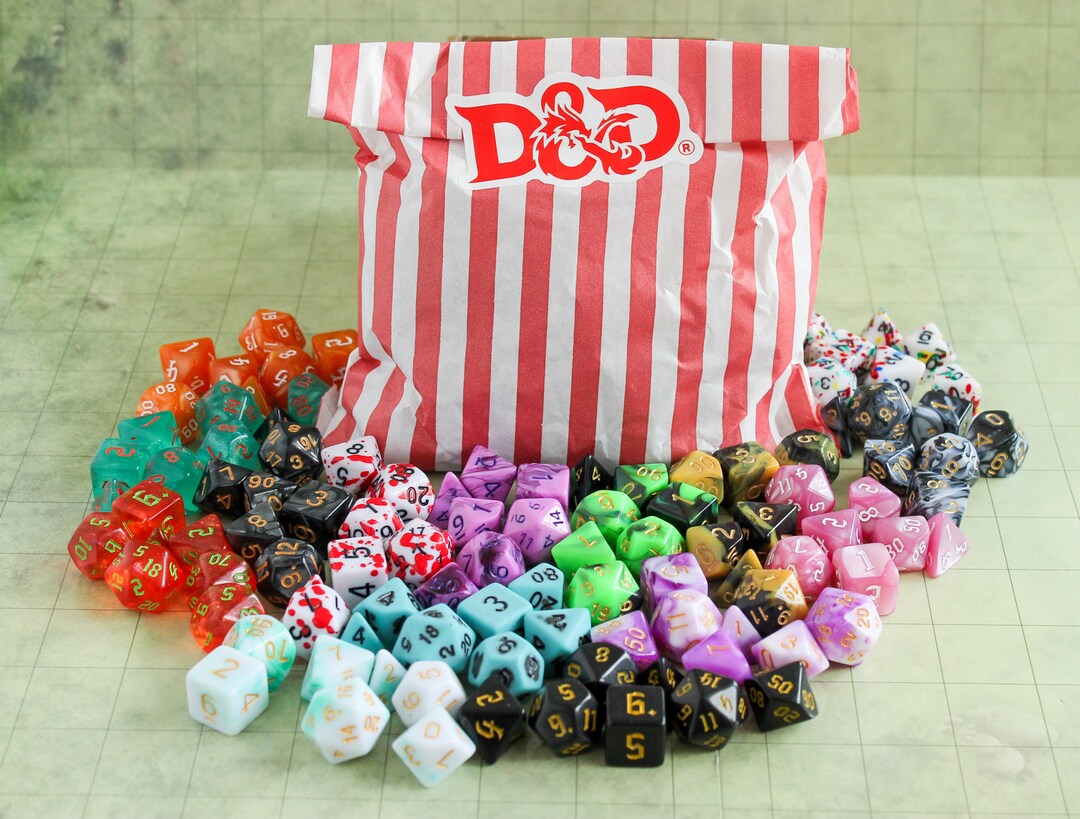 Tear and Share Bulk Dnd Mystery Dice Sets, Random Styles of Dice Over