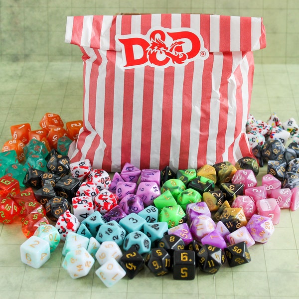 Tear and Share Bulk DnD Mystery Dice Sets, Random Styles of Dice | Over 100 styles of DnD Dice available | DnD Gift Dice