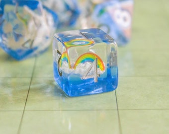 Cloudy Dream Blue DnD Dice Set| Dungeons and Dragons Dice (7) | Polyhedral Dice