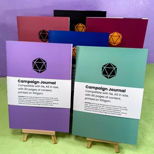 Diario de campaña de D&D para Dungeons and Dragons 5e - Cuaderno de tapa blanda A5 - Diario de D&D / Cuaderno de D&D / D&D 5e / Diario de personajes