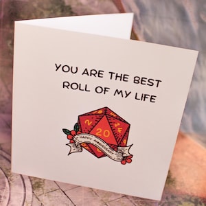 Carte d'amour romantique "Tu es le meilleur rouleau de ma vie" | Donjons et dragons | Carte inspirée du MDN | Cadeau D&D parfait