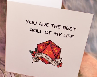 Carte d'amour romantique "Tu es le meilleur rouleau de ma vie" | Donjons et dragons | Carte inspirée du MDN | Cadeau D&D parfait