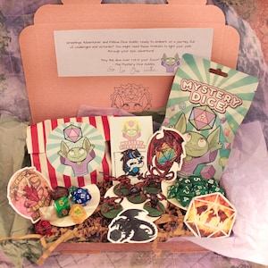 DnD Father's Day Gift Box - DnD Mystery Box! | Dungeons and Dragons Loot Mystery Bag Surprise Gift | Dice, Stickers, Pins, and More!