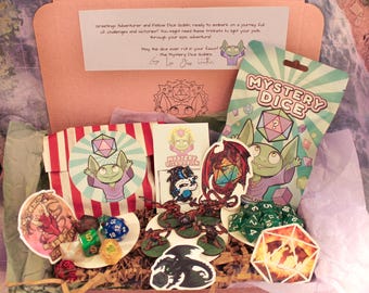 DnD Father&#39;s Day Gift Box - DnD Mystery Box! | Dungeons and Dragons Loot Mystery Bag Surprise Gift | Dice, Stickers, Pins, and More!