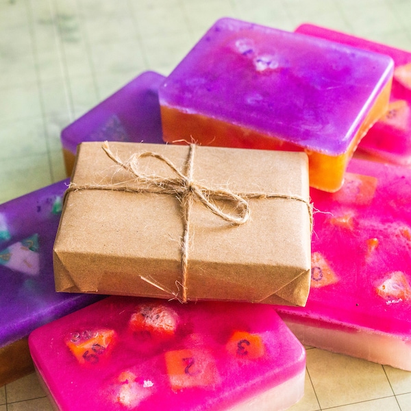 DnD Mystery Dice Soap Bar | DnS Soap | Inspired by DnD and RPGs! - Free Mystery Dice set and dnd gift!