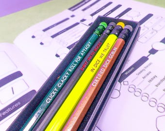 Dice Goblin Pencil Pack | DnD Pencils | DnD Memes Pencils | DnD 5e Gifts | DM Gifts | DnD Gifts | DnD Notebook | Campaign Journal