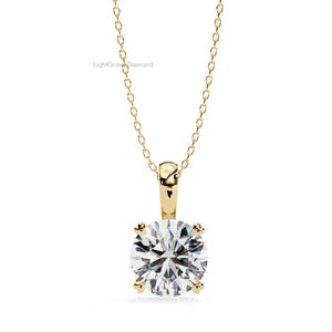 0.80 CT Round Cut Diamond Solitaire Necklace - 18K Yellow Gold Prong Pendant, IGI Certified