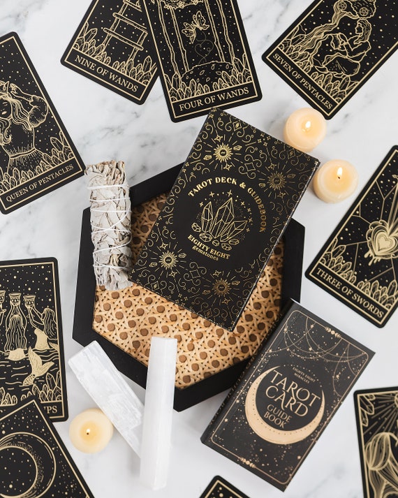 Gold Foil and Black Tarot Cards With Guide Book for Beginners and Advanced  Tarot, Large Tarot Deck, Spiritual, Witch, Meditation -  Canada
