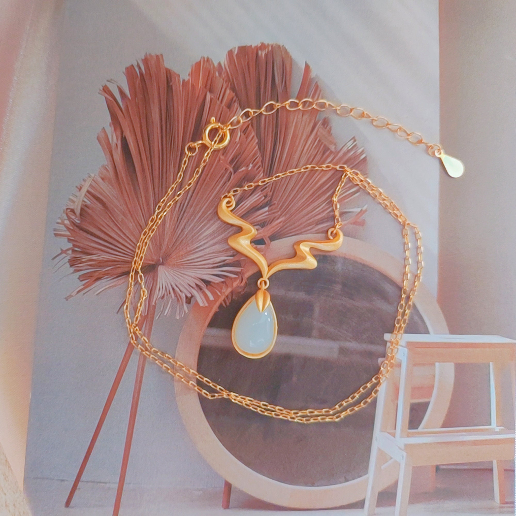 White Jade Necklace,water Drop Necklace, Water Drop Pendant, Jade