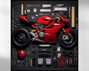 Ducati Poster - Ducati Wandkunst - Motorrad Digitaldruck - Motorrad Wandkunst - Motorrad Dekor - Instant Download
