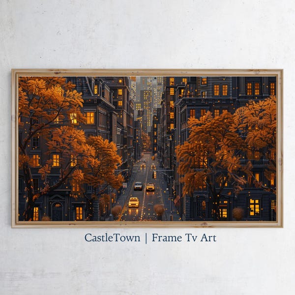 Autumn NYC TV Frame Art: Cozy Cityscape Digital Download