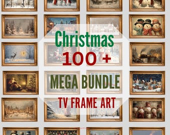 100+ Vintage Christmas TV Frame Art, Mega Bundle (Digital Download)