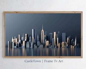 ニューヨーク スカイライン TV アート: ブラック & ゴールド Samsung Frame TV (デジタル ダウンロード)