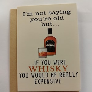 Cartão de aniversário com uísque, cartão de aniversário para ele, cartão para o pai, cartão para o avô,