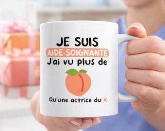 Mug aide-soignante humour – Tasse en céramique 330 ml – Cadeau métier santé – Mug café drôle