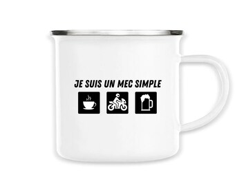 Enamelled metal mug - I'm a simple motorcycle guy - coffee mug - motorcycle beer coffee - humor gift - biker gift idea