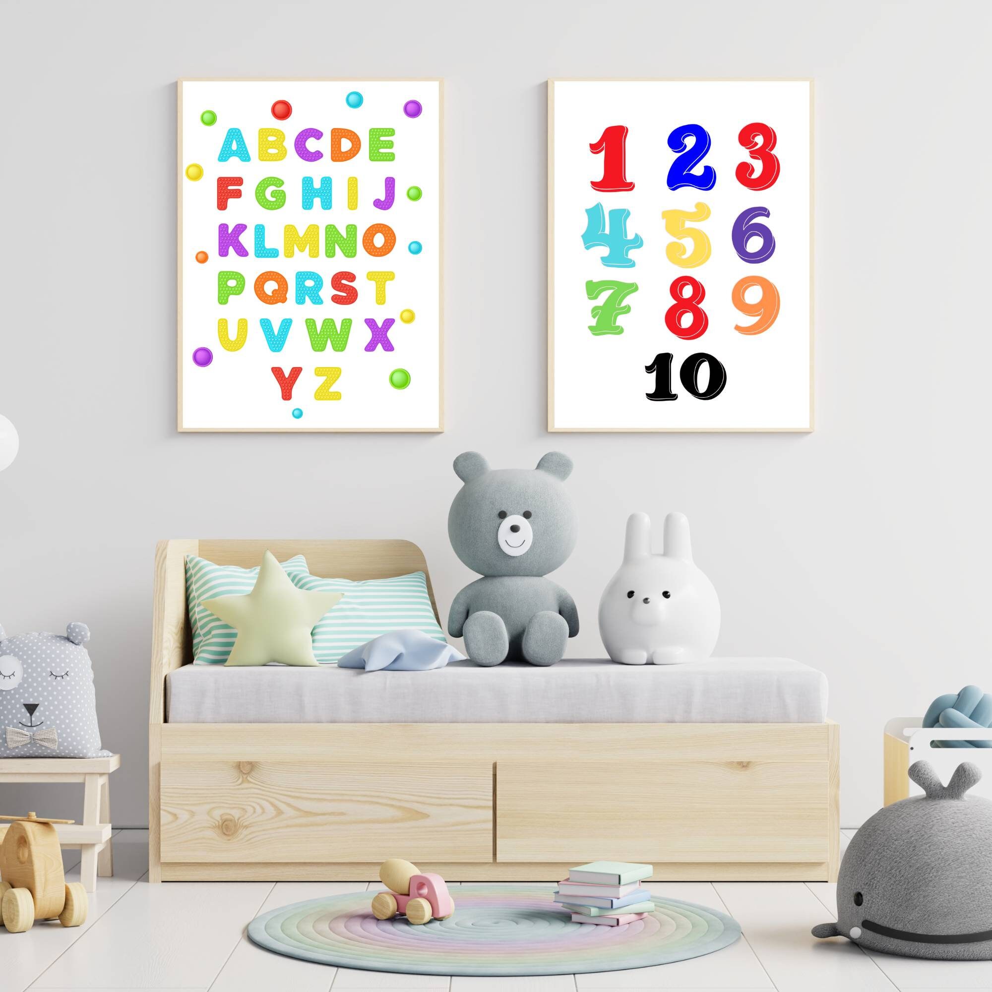 Rainbow Color Number, Colorful Alphabet, Numbers Counting,nursery Shelf