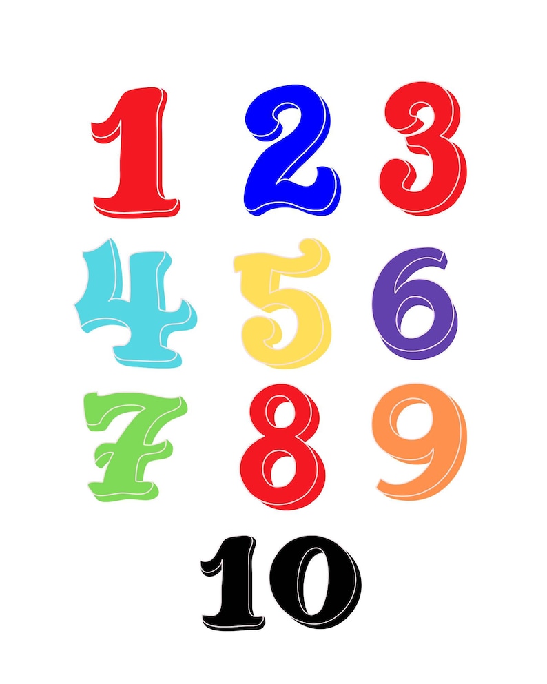 Rainbow Color Number Colorful Alphabet Numbers - Etsy