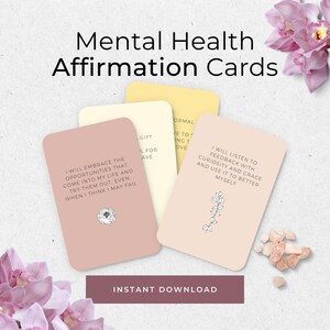 Tarjetas de afirmación de salud mental para niñas, DESCARGA INSTANTE, Afirmaciones de descarga digital imprimibles, Citas positivas, Eres suficiente