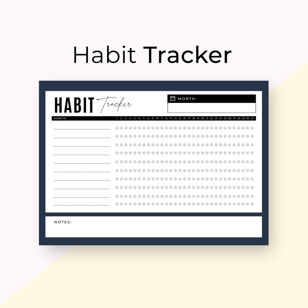 Monthly Habit Tracker, INSTANT DOWNLOAD, Daily Routine, Monthly Goals ...