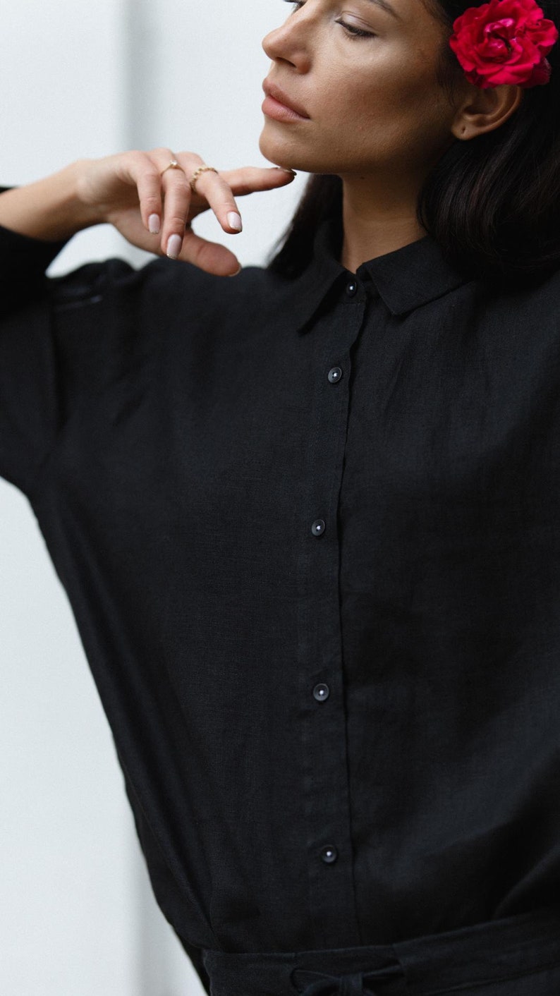 Alanine black linen 7/8 sleeve image 5