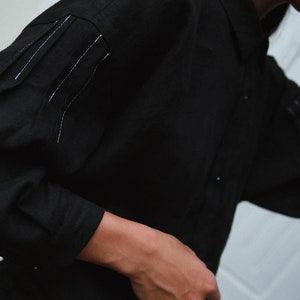 Alanine black linen 7/8 sleeve image 7