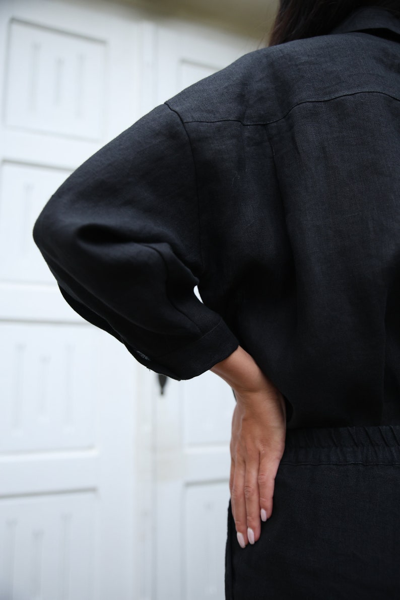 Alanine black linen 7/8 sleeve image 8