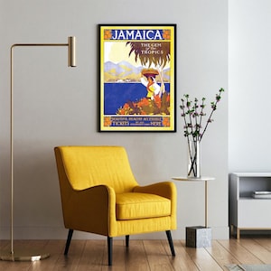 Jamaica The Gem of the Tropics Vintage Travel Art Print Poster