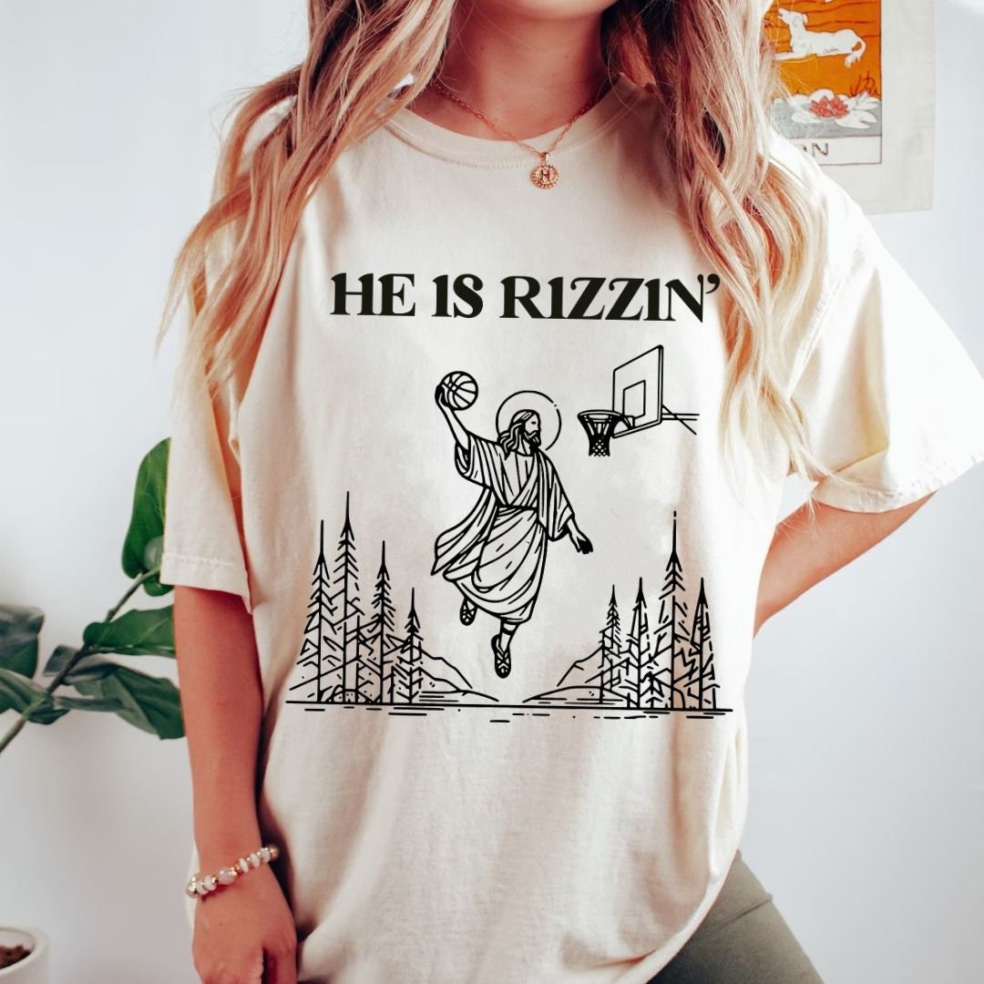He is Rizzin' Svg Digital File, Jesus Playing Basketball Png, Funny ...