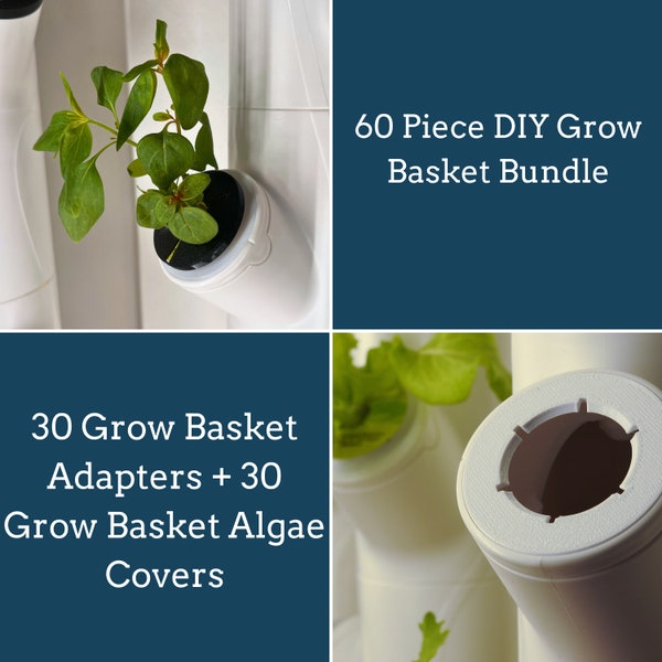 60 Piece Grow Basket Adapter Bundle - 30 Grow Basket Adapters + 30 Grow Basket Algae Covers -Bundle Compatible With Gardyn Hydroponic System