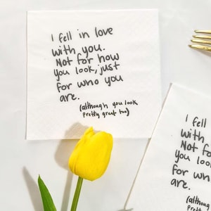 Personalized Handwritten love note Napkin|Custom Wedding Napkins|Cocktail Napkins|Bridal Shower|Custom Confession Text Napkins|Gift for Her