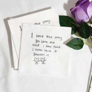 Personalisierte handgeschriebene Liebesnote Serviette|Benutzerdefinierte Hochzeit Servietten|Cocktail Servietten|Brautparty|Benutzerdefinierte Geständnis Text Servietten|Geschenk für Sie