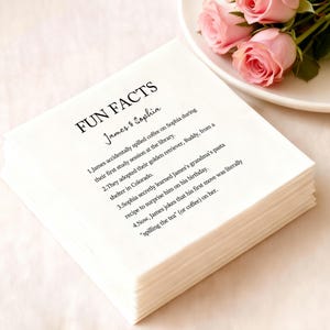 Curiosità personalizzate: tovaglioli per matrimoni / tovaglioli per cocktail personalizzati / tovaglioli per addio al nubilato / tovaglioli per fidanzamento / cena di prova / curiosità