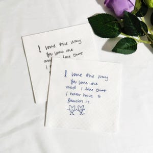 Personalisierte handgeschriebene Liebesnotiz Serviette|Benutzerdefinierte Hochzeit Servietten|Cocktail Servietten|Brautparty Servietten|Geschenk für Sie
