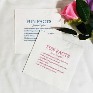 Tovaglioli personalizzati con curiosità/Tovaglioli personalizzati per matrimonio/Tovaglioli per cocktail/Tovaglioli personalizzati con testo di confessione/Regalo per lei/Commemorazione dell'amore di coppia