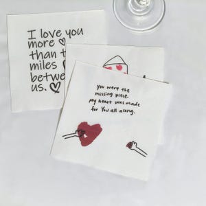 Personalisierte Handgeschriebene Liebesnotiz Serviette|Benutzerdefinierte Hochzeit Servietten|Print Cocktailservietten|Benutzerdefinierte Paar Text Servietten|Lustige Bild Serviette