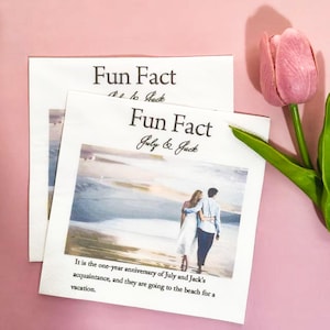 Tovaglioli personalizzati con curiosità e foto/Tovaglioli personalizzati per matrimonio/Tovaglioli da cocktail/Regalo per lei/Foto stampata/Foto commemorativa di coppia e biglietto d'amore