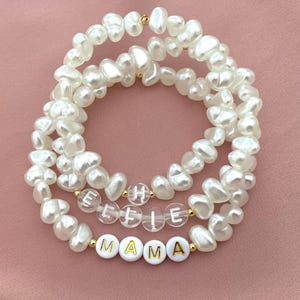 Pulsera de perlas personalizada, pulsera con inicial, pulsera con nombre personalizado, pulsera de novia, regalo personalizado con nombre para niños, pulsera de dama de honor
