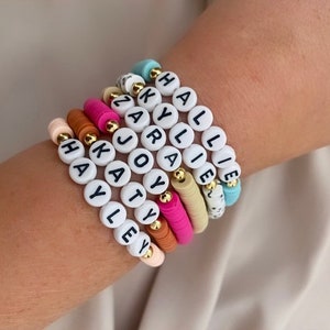 Pulsera de cuentas con nombre personalizado, pulsera con palabra personalizada de colores, pulsera para niños o adultos, regalo para mamá primeriza, regalo divertido para niñas