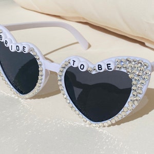 Bride to be Sunglasses | Bride to be gift | Hens Party Sunglasses Gift | Custom Bride Gift | Heart shaped bling sunglasses for bride